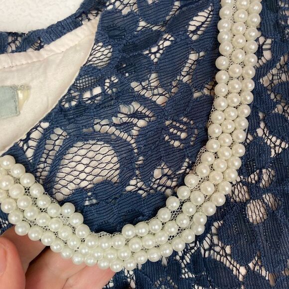 By Stella retro lace coquette evening coat w/ pearl edged collar& pockets, lined - Picture 6 of 13